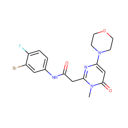 Cn1c(CC(=O)Nc2ccc(F)c(Br)c2)nc(N2CCOCC2)cc1=O ZINC000095571866