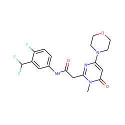 Cn1c(CC(=O)Nc2ccc(F)c(C(F)F)c2)nc(N2CCOCC2)cc1=O ZINC000115075731