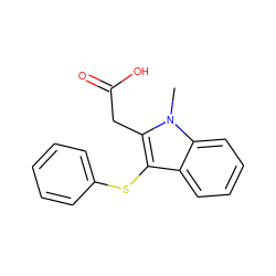 Cn1c(CC(=O)O)c(Sc2ccccc2)c2ccccc21 ZINC000000060429