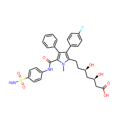 Cn1c(CC[C@@H](O)C[C@@H](O)CC(=O)O)c(-c2ccc(F)cc2)c(-c2ccccc2)c1C(=O)Nc1ccc(S(N)(=O)=O)cc1 ZINC000042808013