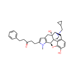 Cn1c(CCC(=O)CCc2ccccc2)cc2c1[C@@H]1Oc3c(O)ccc4c3[C@@]13CCN(CC1CC1)[C@H](C4)[C@]3(O)C2 ZINC000058591348