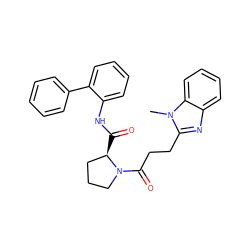 Cn1c(CCC(=O)N2CCC[C@H]2C(=O)Nc2ccccc2-c2ccccc2)nc2ccccc21 ZINC000029128228