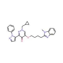 Cn1c(CCCCOc2cn(CC3CC3)nc(-c3ccnn3-c3ccccc3)c2=O)nc2ccccc21 ZINC000653865334