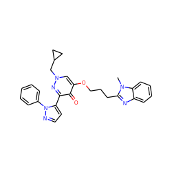 Cn1c(CCCOc2cn(CC3CC3)nc(-c3ccnn3-c3ccccc3)c2=O)nc2ccccc21 ZINC000148770805