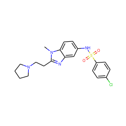 Cn1c(CCN2CCCC2)nc2cc(NS(=O)(=O)c3ccc(Cl)cc3)ccc21 ZINC000005204667