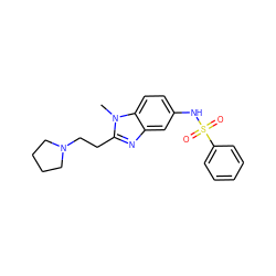 Cn1c(CCN2CCCC2)nc2cc(NS(=O)(=O)c3ccccc3)ccc21 ZINC000005207288