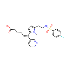 Cn1c(CCNS(=O)(=O)c2ccc(F)cc2)ccc1/C(=C\CCCC(=O)O)c1cccnc1 ZINC000027301223