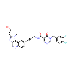 Cn1c(CCO)nc2cnc3ccc(C#CCNC(=O)c4cncn(Cc5ccc(F)c(F)c5)c4=O)cc3c21 ZINC000169710286