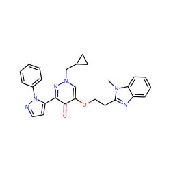 Cn1c(CCOc2cn(CC3CC3)nc(-c3ccnn3-c3ccccc3)c2=O)nc2ccccc21 ZINC000653865321