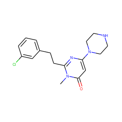 Cn1c(CCc2cccc(Cl)c2)nc(N2CCNCC2)cc1=O ZINC000045300145