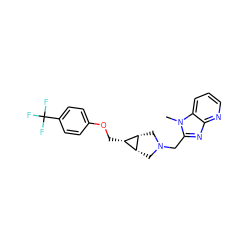 Cn1c(CN2C[C@@H]3[C@H](COc4ccc(C(F)(F)F)cc4)[C@@H]3C2)nc2ncccc21 ZINC000253666909