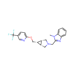 Cn1c(CN2C[C@@H]3[C@H](COc4ccc(C(F)(F)F)cn4)[C@@H]3C2)nc2ccccc21 ZINC000261092652