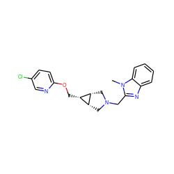 Cn1c(CN2C[C@@H]3[C@H](COc4ccc(Cl)cn4)[C@@H]3C2)nc2ccccc21 ZINC000261141632