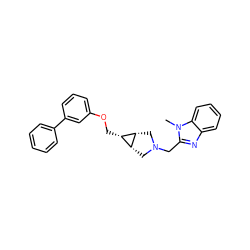 Cn1c(CN2C[C@@H]3[C@H](COc4cccc(-c5ccccc5)c4)[C@@H]3C2)nc2ccccc21 ZINC000253665545