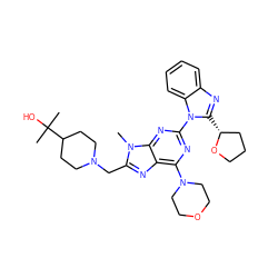 Cn1c(CN2CCC(C(C)(C)O)CC2)nc2c(N3CCOCC3)nc(-n3c([C@@H]4CCCO4)nc4ccccc43)nc21 ZINC000095557057