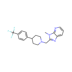 Cn1c(CN2CCC(c3ccc(C(F)(F)F)cc3)CC2)nc2cccnc21 ZINC000071330160