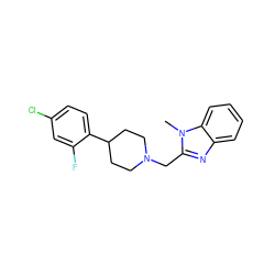 Cn1c(CN2CCC(c3ccc(Cl)cc3F)CC2)nc2ccccc21 ZINC000071317497