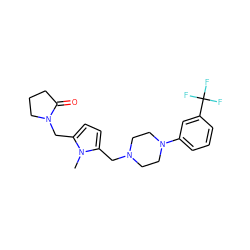 Cn1c(CN2CCN(c3cccc(C(F)(F)F)c3)CC2)ccc1CN1CCCC1=O ZINC000013449371