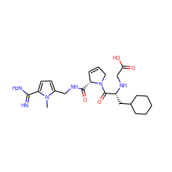 Cn1c(CNC(=O)[C@@H]2C=CCN2C(=O)[C@@H](CC2CCCCC2)NCC(=O)O)ccc1C(=N)N ZINC000013490338