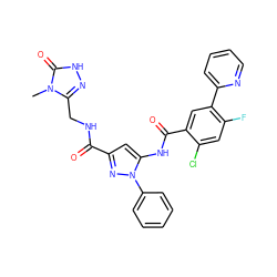 Cn1c(CNC(=O)c2cc(NC(=O)c3cc(-c4ccccn4)c(F)cc3Cl)n(-c3ccccc3)n2)n[nH]c1=O ZINC001772656336