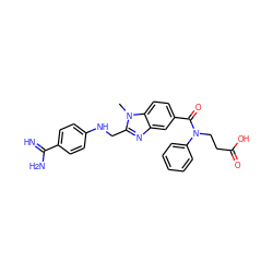 Cn1c(CNc2ccc(C(=N)N)cc2)nc2cc(C(=O)N(CCC(=O)O)c3ccccc3)ccc21 ZINC000013473170