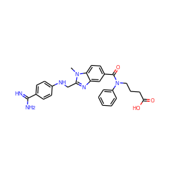 Cn1c(CNc2ccc(C(=N)N)cc2)nc2cc(C(=O)N(CCCC(=O)O)c3ccccc3)ccc21 ZINC000013473171