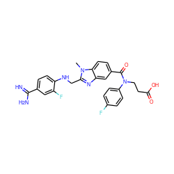 Cn1c(CNc2ccc(C(=N)N)cc2F)nc2cc(C(=O)N(CCC(=O)O)c3ccc(F)cc3)ccc21 ZINC000299857539