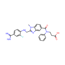 Cn1c(CNc2ccc(C(=N)N)cc2F)nc2cc(C(=O)N(CCC(=O)O)c3ccccc3)ccc21 ZINC000299861740