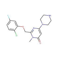 Cn1c(COc2cc(F)ccc2Cl)nc(N2CCNCC2)cc1=O ZINC000045259538