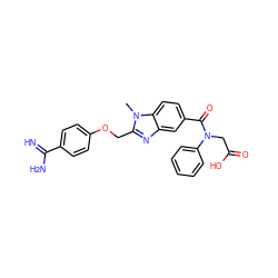 Cn1c(COc2ccc(C(=N)N)cc2)nc2cc(C(=O)N(CC(=O)O)c3ccccc3)ccc21 ZINC000013473168