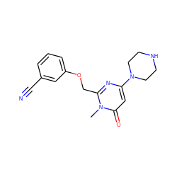 Cn1c(COc2cccc(C#N)c2)nc(N2CCNCC2)cc1=O ZINC000045302637