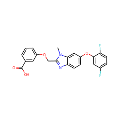 Cn1c(COc2cccc(C(=O)O)c2)nc2ccc(Oc3cc(F)ccc3F)cc21 ZINC000139732441