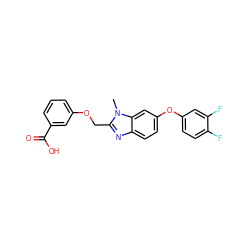 Cn1c(COc2cccc(C(=O)O)c2)nc2ccc(Oc3ccc(F)c(F)c3)cc21 ZINC000204545328