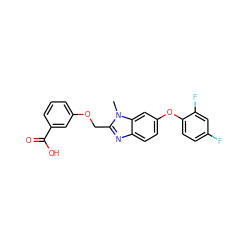 Cn1c(COc2cccc(C(=O)O)c2)nc2ccc(Oc3ccc(F)cc3F)cc21 ZINC000204542993