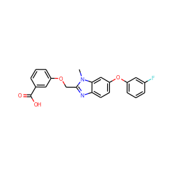 Cn1c(COc2cccc(C(=O)O)c2)nc2ccc(Oc3cccc(F)c3)cc21 ZINC000139732592