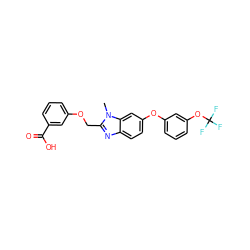 Cn1c(COc2cccc(C(=O)O)c2)nc2ccc(Oc3cccc(OC(F)(F)F)c3)cc21 ZINC000204538400