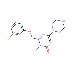 Cn1c(COc2cccc(Cl)c2)nc(N2CCNCC2)cc1=O ZINC000045286283