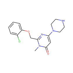 Cn1c(COc2ccccc2Cl)nc(N2CCNCC2)cc1=O ZINC000045291458