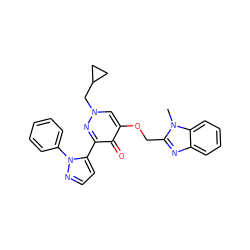 Cn1c(COc2cn(CC3CC3)nc(-c3ccnn3-c3ccccc3)c2=O)nc2ccccc21 ZINC000653865324