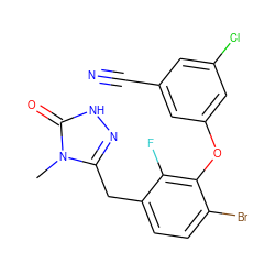 Cn1c(Cc2ccc(Br)c(Oc3cc(Cl)cc(C#N)c3)c2F)n[nH]c1=O ZINC000040875960