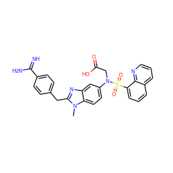 Cn1c(Cc2ccc(C(=N)N)cc2)nc2cc(N(CC(=O)O)S(=O)(=O)c3cccc4cccnc34)ccc21 ZINC000006183085