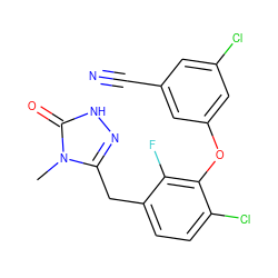 Cn1c(Cc2ccc(Cl)c(Oc3cc(Cl)cc(C#N)c3)c2F)n[nH]c1=O ZINC000040895623