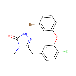 Cn1c(Cc2ccc(Cl)c(Oc3cccc(Br)c3)c2)n[nH]c1=O ZINC000040877092