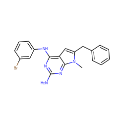 Cn1c(Cc2ccccc2)cc2c(Nc3cccc(Br)c3)nc(N)nc21 ZINC000064504037