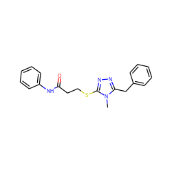 Cn1c(Cc2ccccc2)nnc1SCCC(=O)Nc1ccccc1 ZINC000002885046