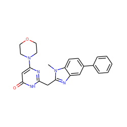 Cn1c(Cc2nc(N3CCOCC3)cc(=O)[nH]2)nc2cc(-c3ccccc3)ccc21 ZINC000084670729