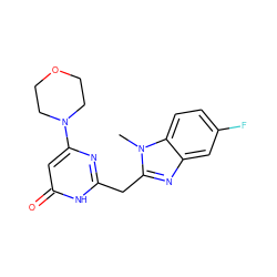 Cn1c(Cc2nc(N3CCOCC3)cc(=O)[nH]2)nc2cc(F)ccc21 ZINC000068249669