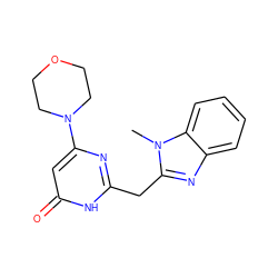 Cn1c(Cc2nc(N3CCOCC3)cc(=O)[nH]2)nc2ccccc21 ZINC000084727627