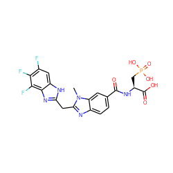 Cn1c(Cc2nc3c(F)c(F)c(F)cc3[nH]2)nc2ccc(C(=O)N[C@@H](CP(=O)(O)O)C(=O)O)cc21 ZINC000003587911