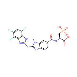 Cn1c(Cc2nc3c(F)c(F)cc(F)c3[nH]2)nc2ccc(C(=O)N[C@@H](CP(=O)(O)O)C(=O)O)cc21 ZINC000003587896